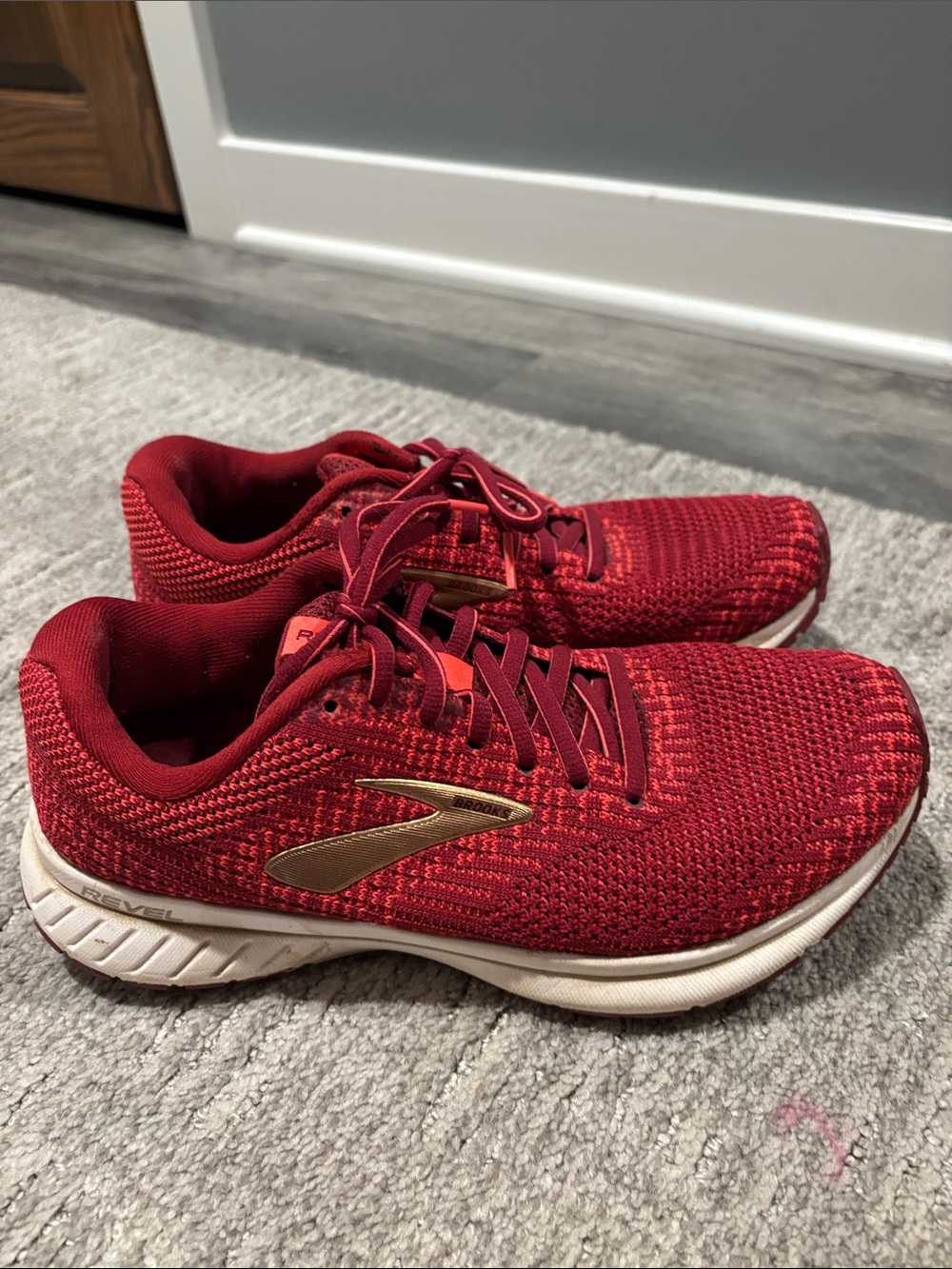 Brooks Women’s Red Running Sneakers - Gold Accent size 7.5